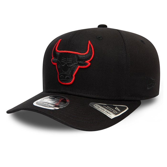 Chicago Bulls Two Tone 9FIFTY Stretch Snap Lippis Mustat - New Era Lippikset Outlet FI-197243